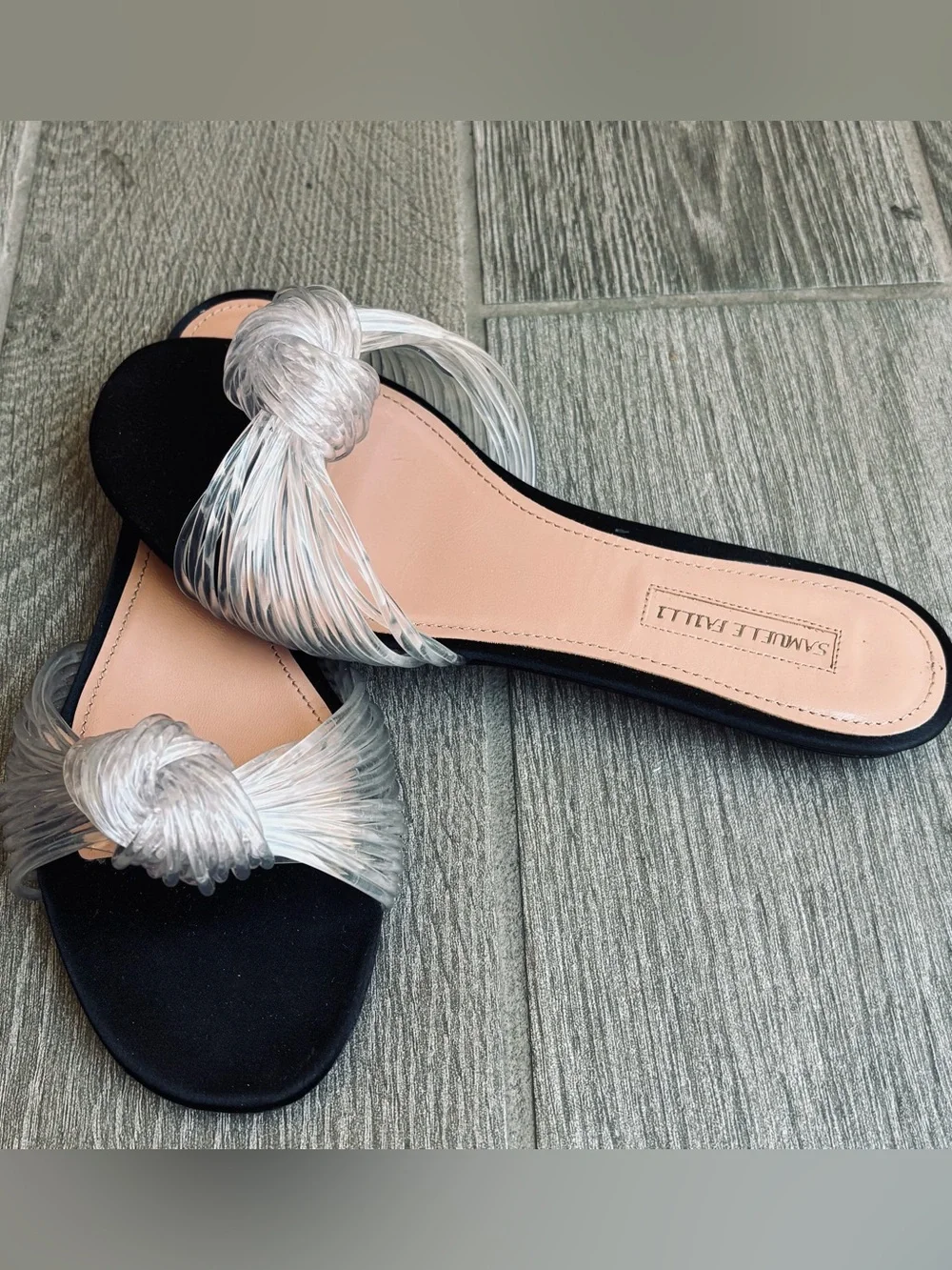 Samuele Failli Clear Plastic Black Slip On Flat Sandals size EU 38.5